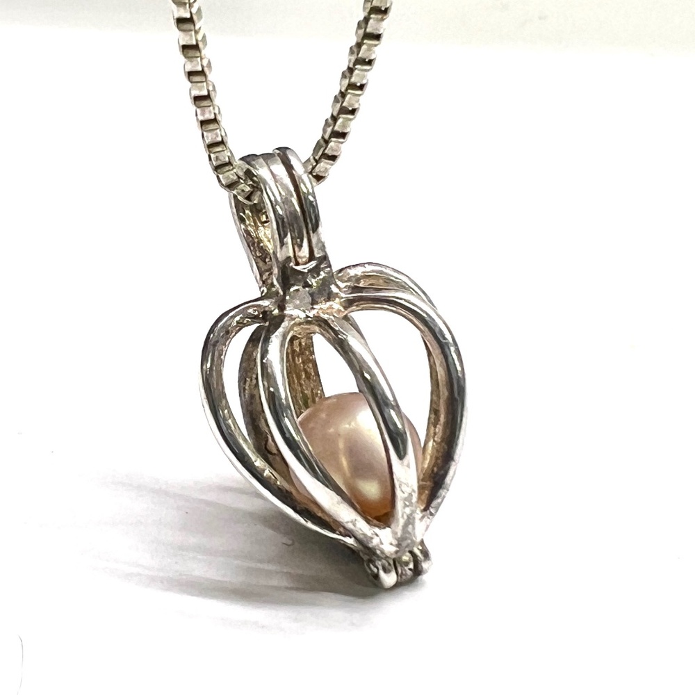 Vintage Pearl in Sterling Silver Heart Pendant